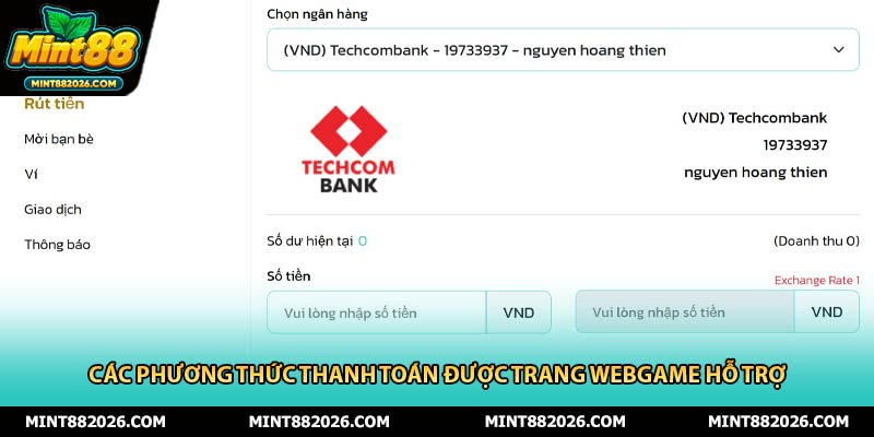 Các phương thức thanh toán được trang webgame hỗ trợ